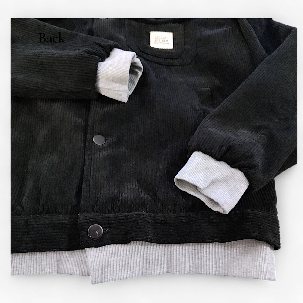 Men's Black Corduroy Jacket with Hood Size XS - Picture 5 of 11
